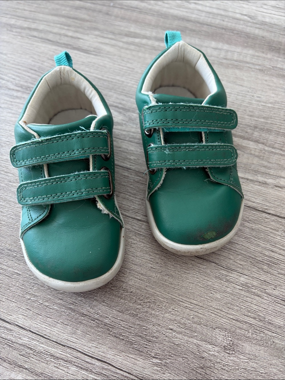 Ten Little Kids Green Velcro Sneakers for Easy Wear
